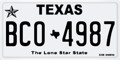 TX license plate BCO4987