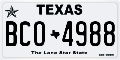 TX license plate BCO4988