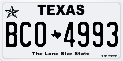 TX license plate BCO4993