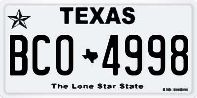 TX license plate BCO4998