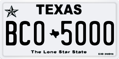 TX license plate BCO5000