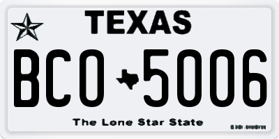 TX license plate BCO5006