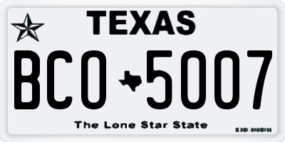 TX license plate BCO5007