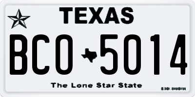 TX license plate BCO5014