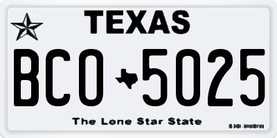 TX license plate BCO5025