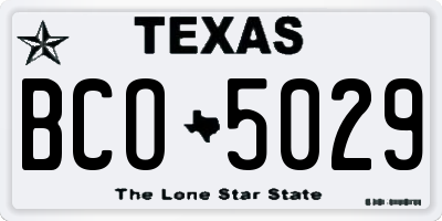 TX license plate BCO5029