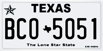 TX license plate BCO5051
