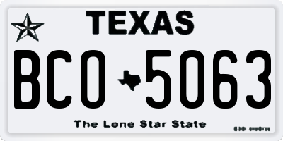 TX license plate BCO5063