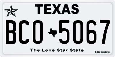 TX license plate BCO5067