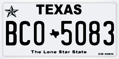 TX license plate BCO5083