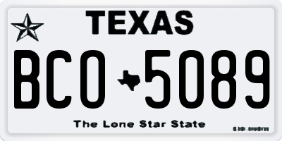 TX license plate BCO5089