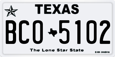 TX license plate BCO5102