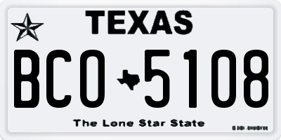 TX license plate BCO5108
