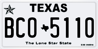 TX license plate BCO5110