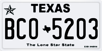 TX license plate BCO5203