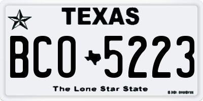 TX license plate BCO5223
