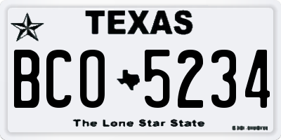 TX license plate BCO5234