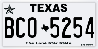 TX license plate BCO5254