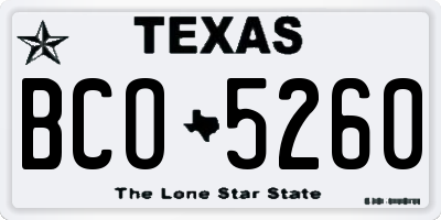 TX license plate BCO5260