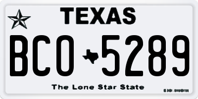 TX license plate BCO5289