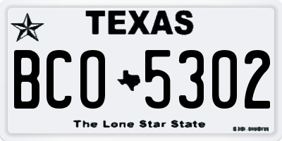 TX license plate BCO5302