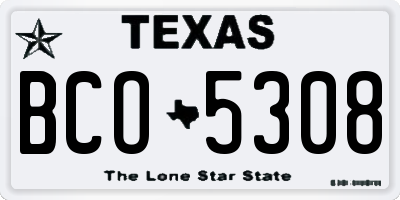 TX license plate BCO5308