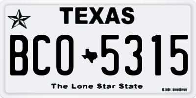 TX license plate BCO5315