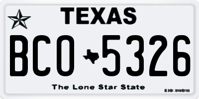 TX license plate BCO5326