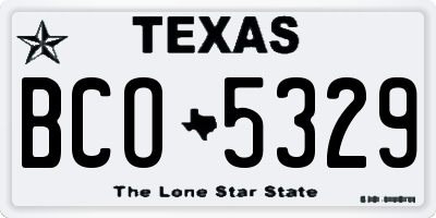 TX license plate BCO5329