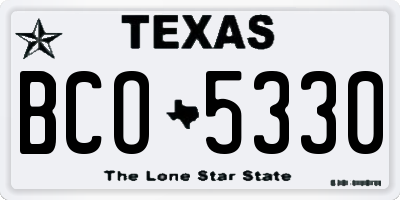 TX license plate BCO5330