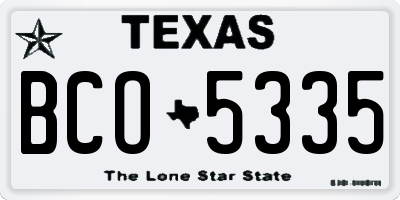 TX license plate BCO5335