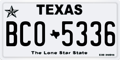 TX license plate BCO5336