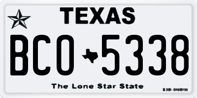 TX license plate BCO5338