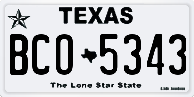 TX license plate BCO5343