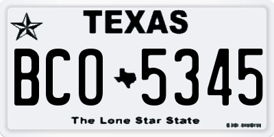 TX license plate BCO5345