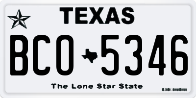TX license plate BCO5346