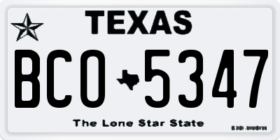 TX license plate BCO5347