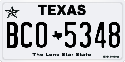 TX license plate BCO5348