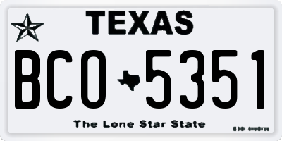 TX license plate BCO5351
