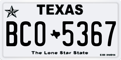 TX license plate BCO5367