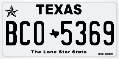 TX license plate BCO5369