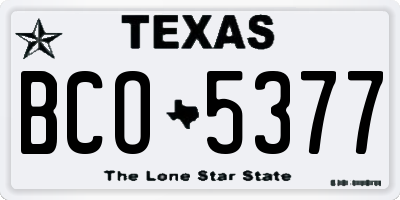 TX license plate BCO5377