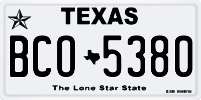 TX license plate BCO5380