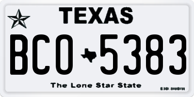 TX license plate BCO5383