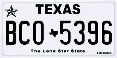 TX license plate BCO5396