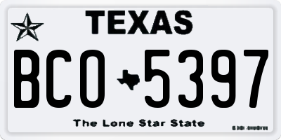 TX license plate BCO5397