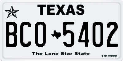 TX license plate BCO5402