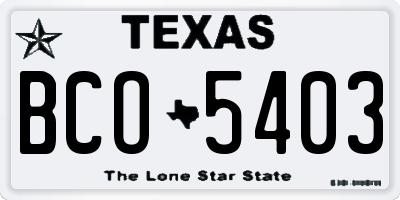 TX license plate BCO5403
