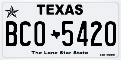 TX license plate BCO5420