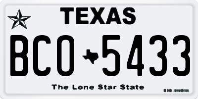 TX license plate BCO5433